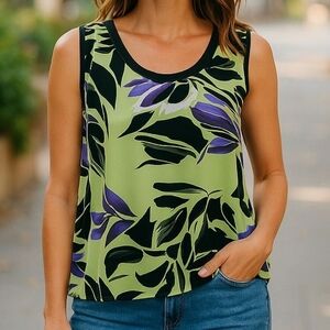 Dana Kay Sleeveless Top For Women Size 32W Green